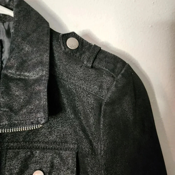 LEVI'S VINTAGE Womens SUEDE Leather Zip Front penny lane Black med Dark Academia - Picture 7 of 16